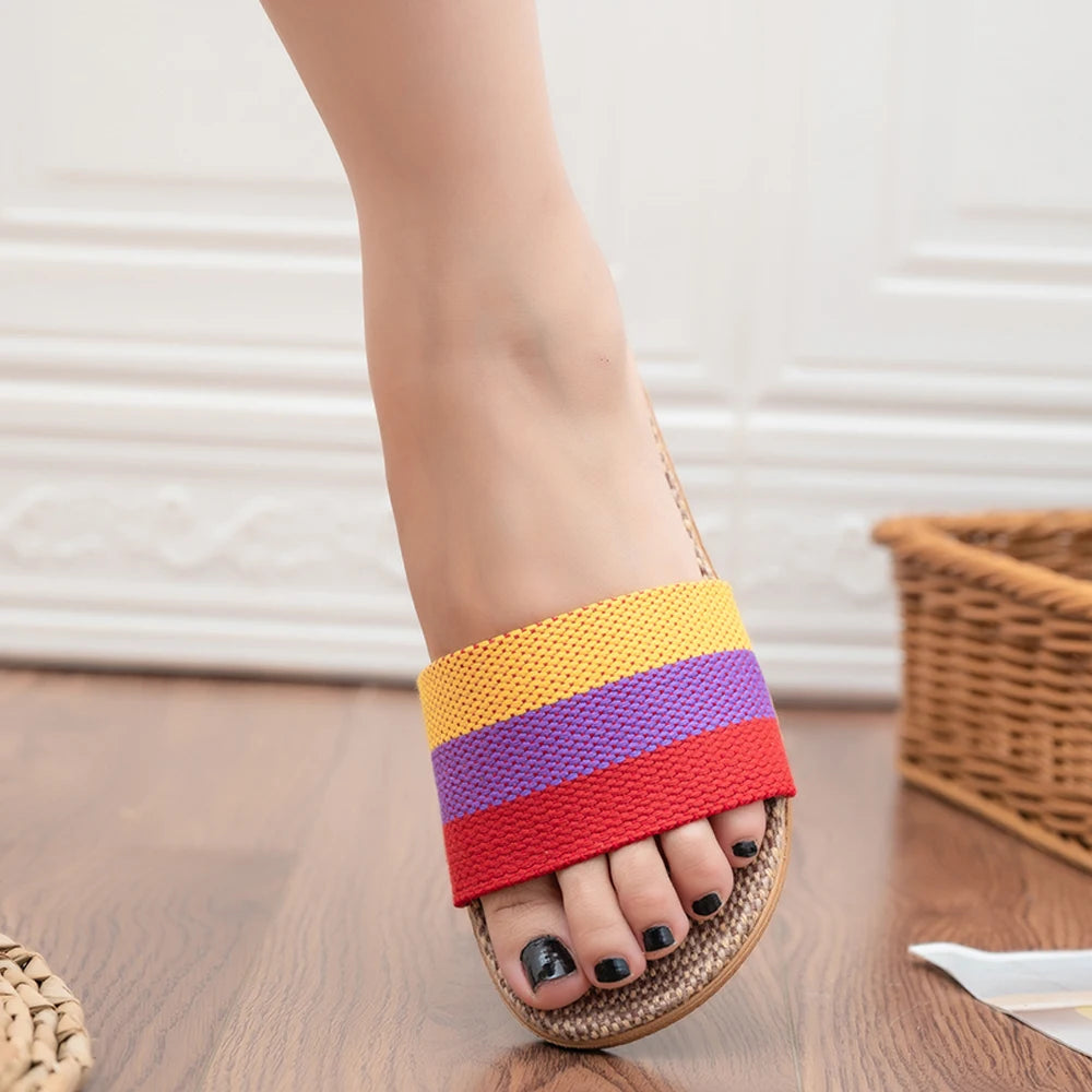 Summer Linen Women's Slippers Flat Sandals Home EVA Lightweight Shoes