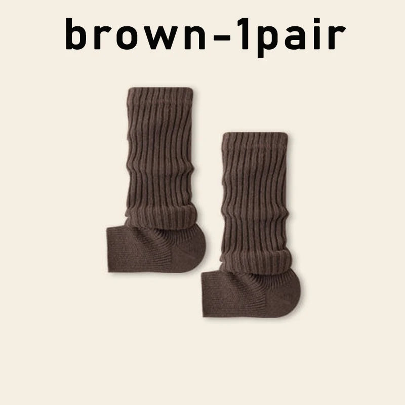 Y2k Winter Leg Warmers Fluffy Knitted Gothic Lolita Knit Long Socks Zpaxo brown One Size