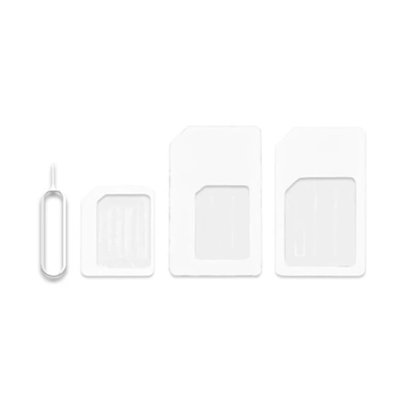 4 In 1 SIM Convert Kit Universal Smart Phone Adapter Nano SIM Card to Micro Standard Adapter For iPad Tablet Huawei Xiaomi Phone Zpaxo White