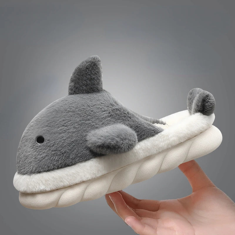 Cute Shark Cotton Slippers Women's Autumn Winter Home Indoor Non-slip Zpaxo