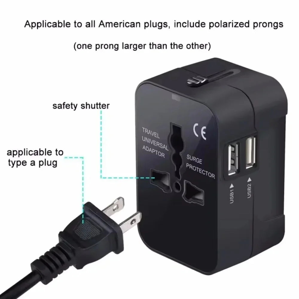 Universal Worldwide Travel Adapter Multi Plug Outlet USB Type C Socket Multi Ports Wall Adapter For EU/UK/USA Cell Phone Charger Zpaxo