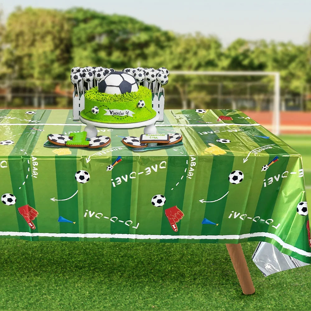 Disposable Football Theme Tablecloths Football Birthday Party Decorations Soccer Print Plastic Table Cover for Game Day Parties Zpaxo