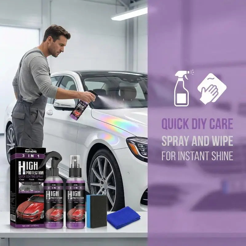 3-in-1 Car Coating Spray | UV Protection & Waterproof Sealant