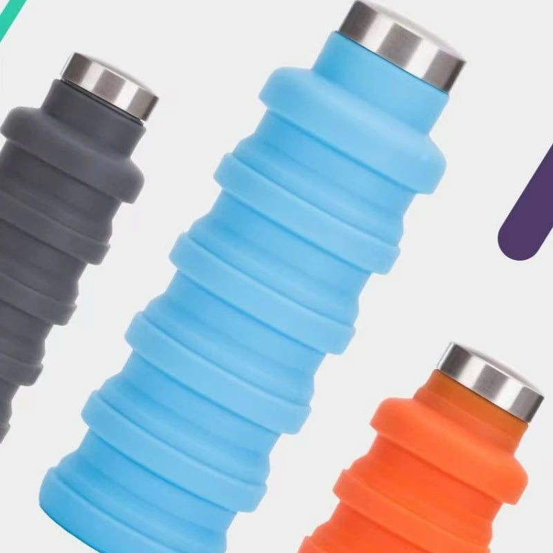 Silicone Folding Sports Water Bottle Portable Outdoor Travel Cup Easy