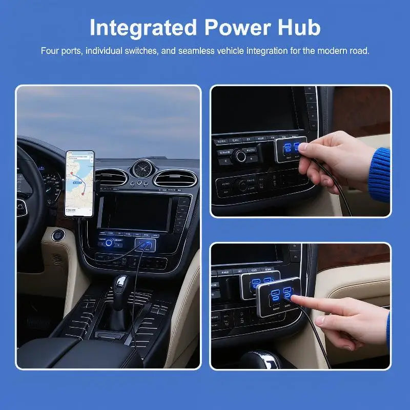 4-Port 78W RV USB Outlet – Dual PD Type-C & QC 3.0 Panel Mount