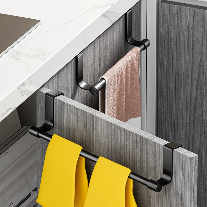 Towel Rack Over Door Stainless Steel Towel Bar Storage Organizer Bathroom Kitchen Cabinet Door Hanging Towel Rack Zpaxo