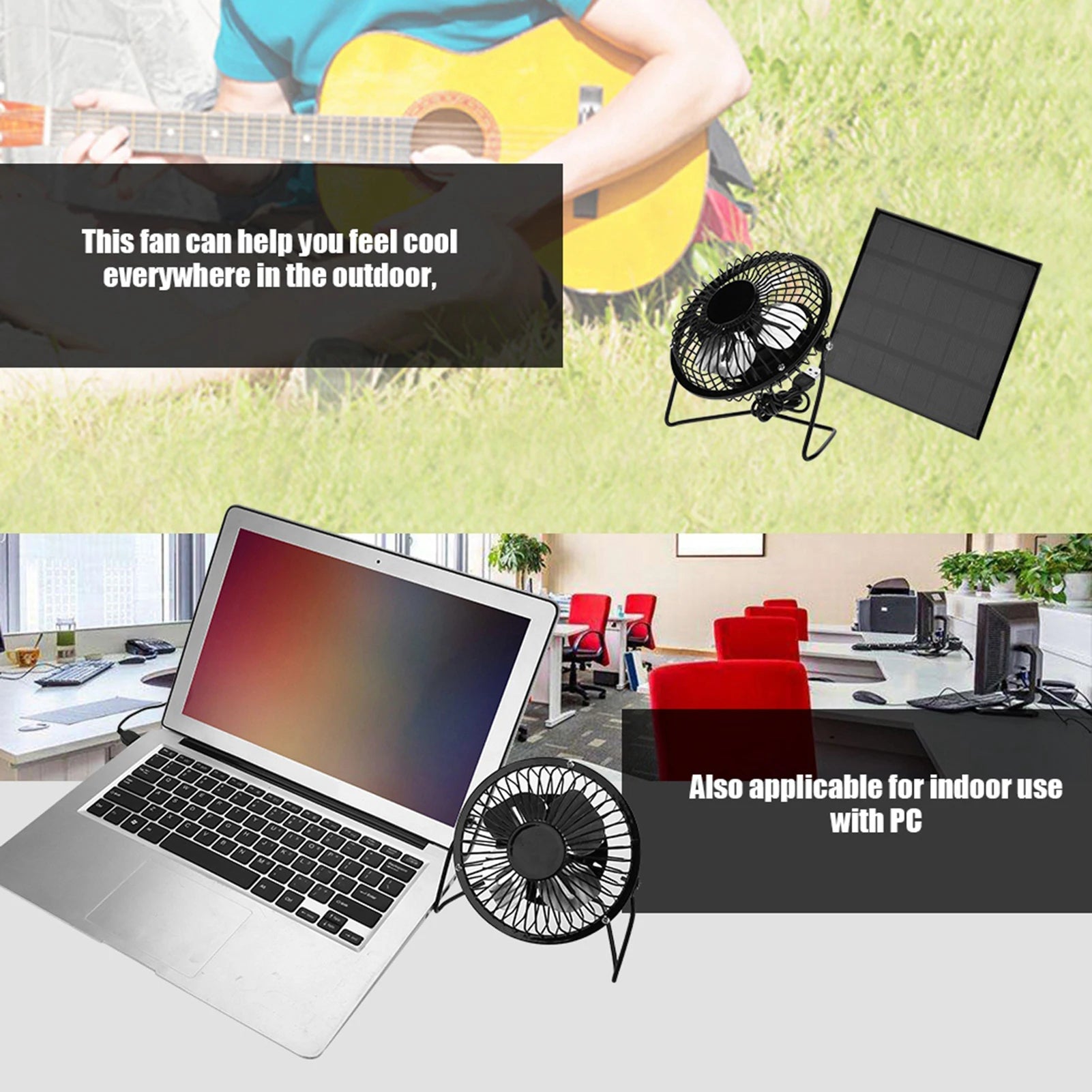 Solar Panel Fan 3W 6V Outdoor Solar Panel Portable Mini Fan USB Cooling Kit Accessory USB Fan Zpaxo
