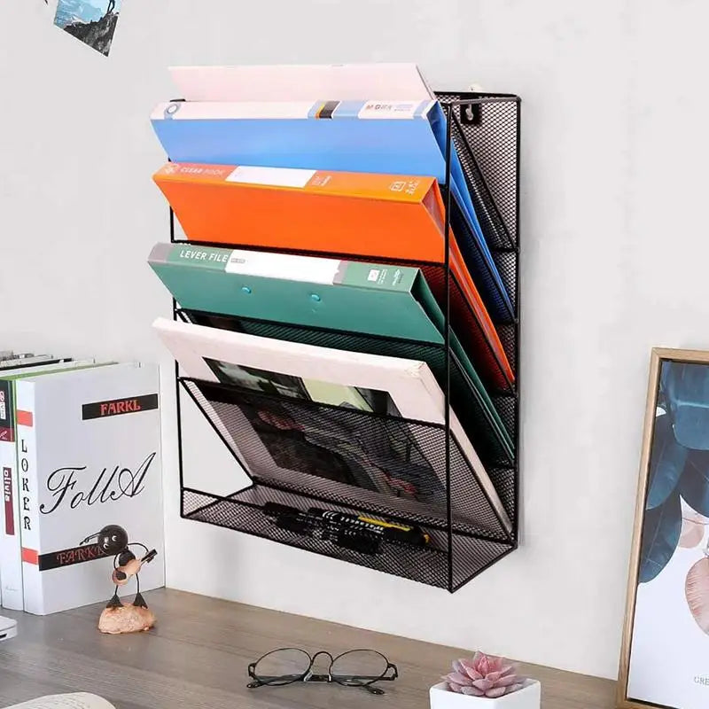 File Organizer Wall Hanging Holder Rack Mail Folder MagazineOffice Paper Document Letter Sorter Mesh Mount Vertical Iron Bin Zpaxo China Mainland