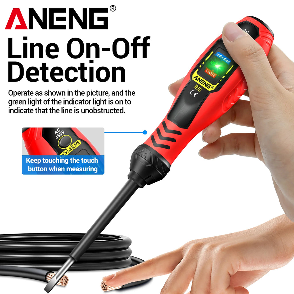 NCV Induction Three LED Sound Light Alarm Screwdriver Function