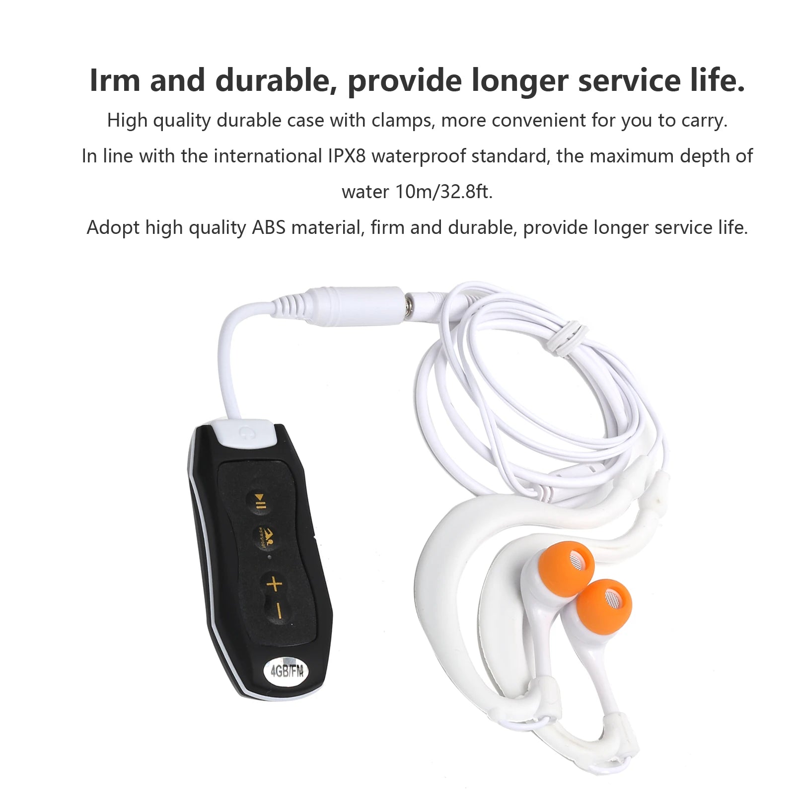4GB IPX8 Waterproof FM Music Player Portable Diving Sports MP3