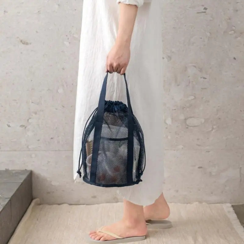 Large Mesh Drawstring Bag – Travel Toiletry & Gym Pouch