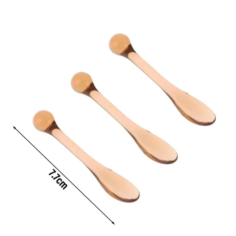 1 Acrylic Cosmetic Spatulas Scoop Face Cream Mask Spoon Eye Massage Zpaxo Brown 3Pc