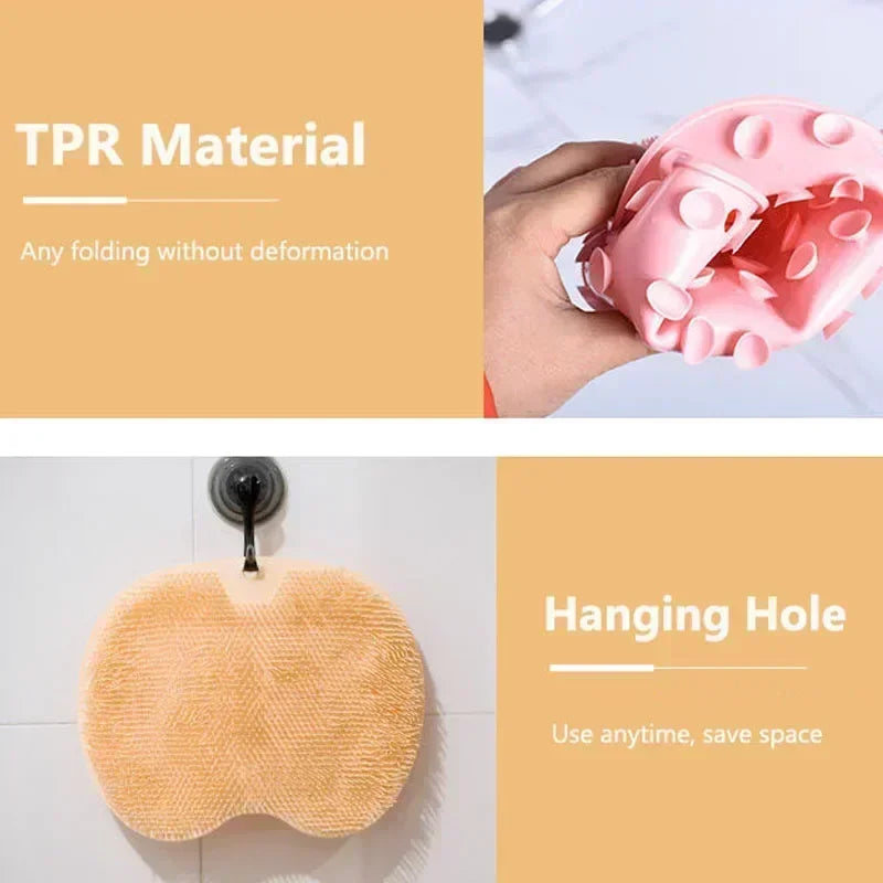 Silicone Rub Back Brush Bathroom Non-slip Wash Foot Pad Massage Shower Mat with Sucker Bath Massage Foot Exfoliating Brush Pad Zpaxo
