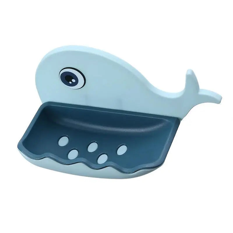 Whale Soap Dish – No-Drill Adhesive Double-Layer Drain Holder