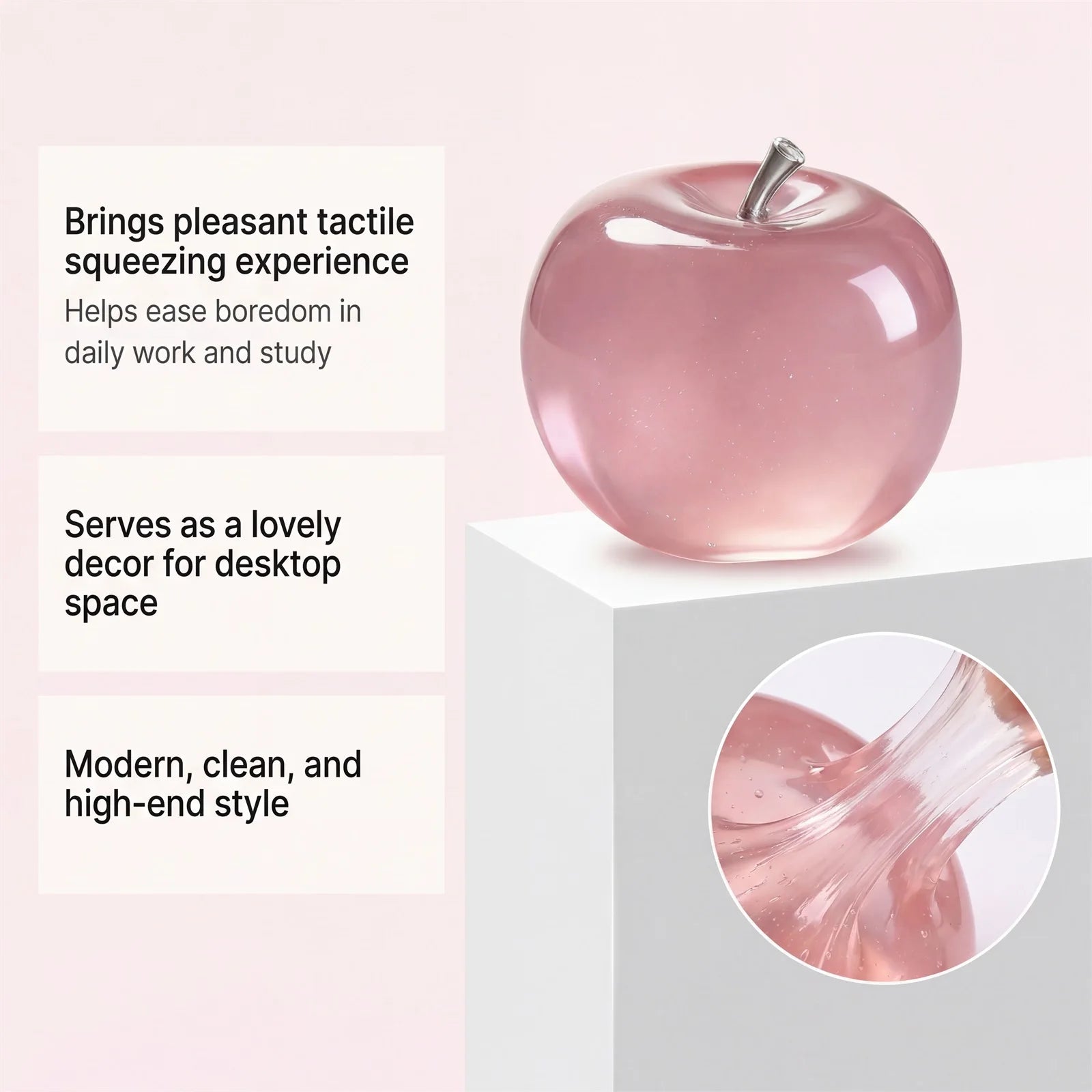 Squishy Pink Apple Stress Ball Fidget Sensory Toy – Kids & Adults Squishy Stress Ball Zpaxo