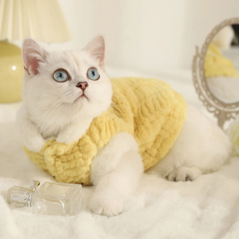 Cute Pet Dog Rabbit Hair Coat Clothes Winter Warm Plush Vest Bears Zpaxo M yellow