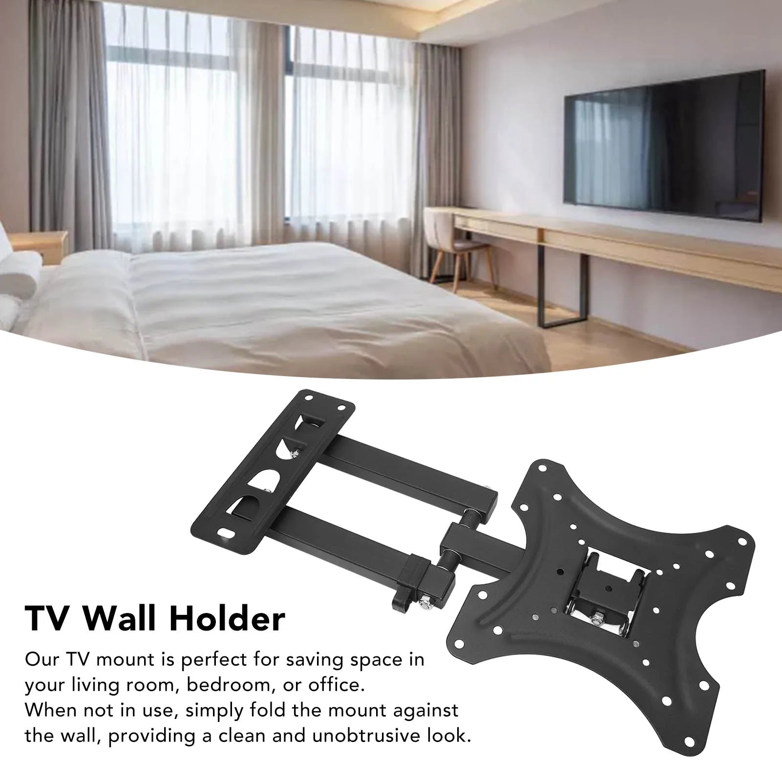 TV Mount Bracket Black Swivel Tilt Steel Wall Foldable Heavy Load