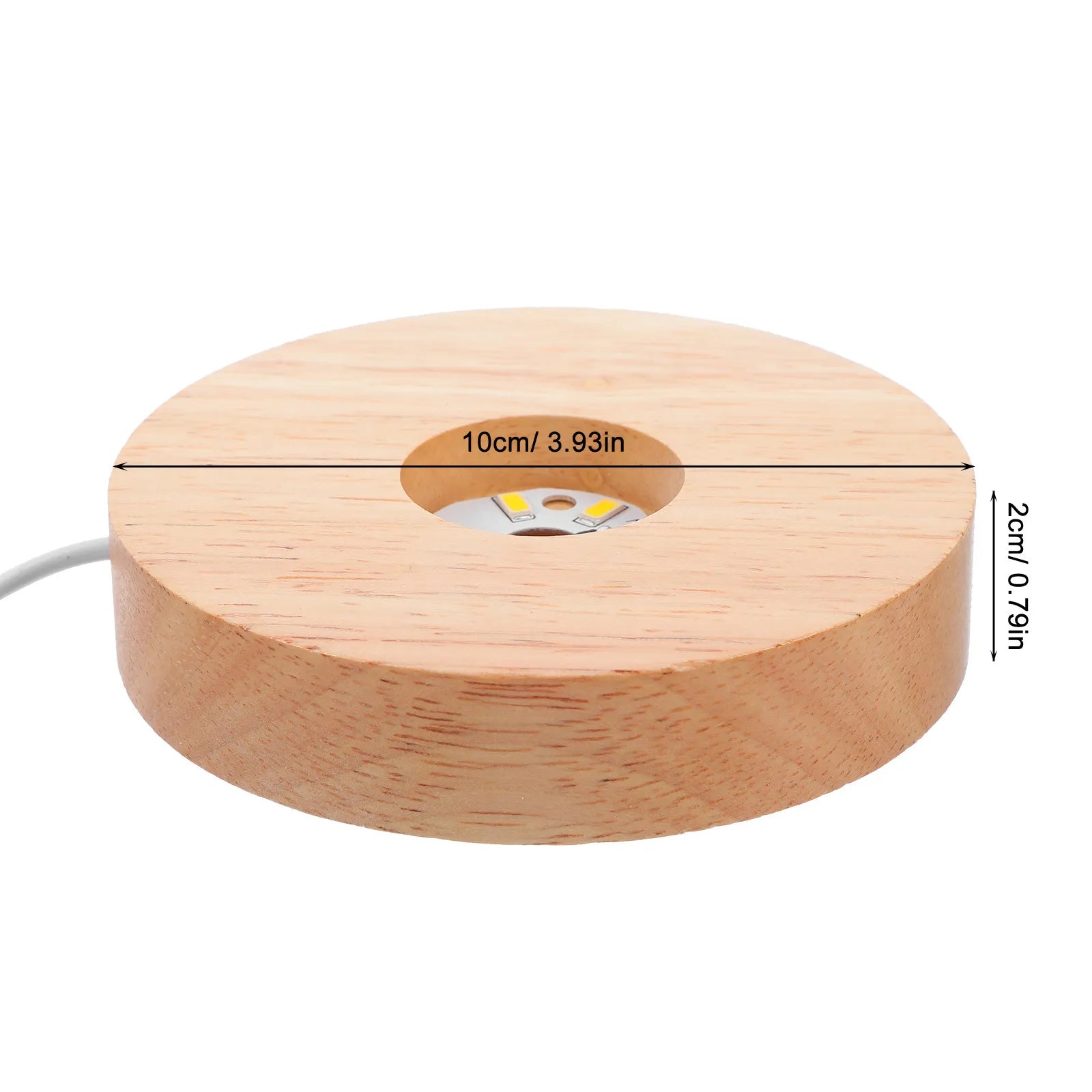 Wooden DIY Snow Globe Lamp Base Crystal Ball Round Lighted Stand Zpaxo 10X10X2CM