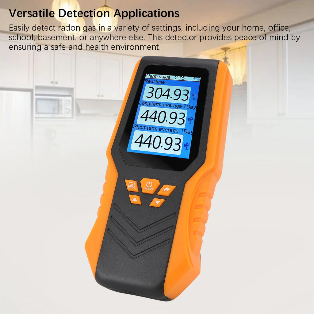 LCD Display Digital Radon Detector Handheld Radon Test Kit Accuracy Real Time Long Short Term Average for Home School Zpaxo