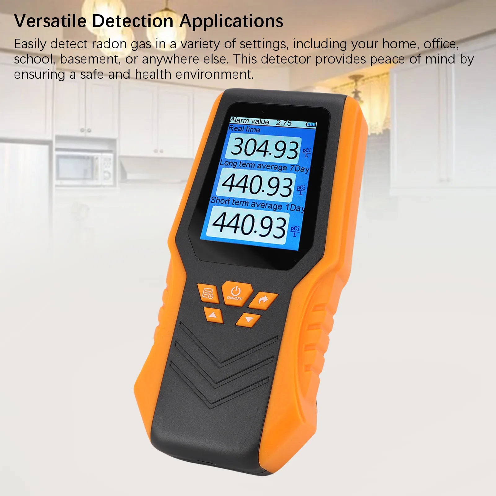 LCD Display Digital Radon Detector Handheld Radon Test Kit Accuracy Real Time Long Short Term Average for Home School Zpaxo