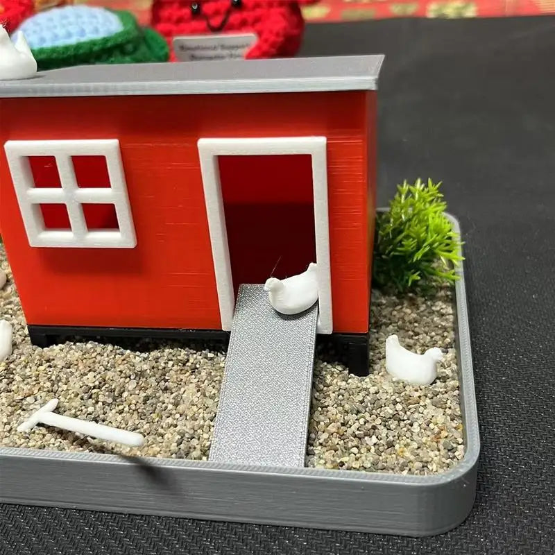 Desktop Chicken Zen Garden Sand Tray With House Desk Ornament Decorative Meditation Sand Tray Funny Sand Garden Decoration Zpaxo