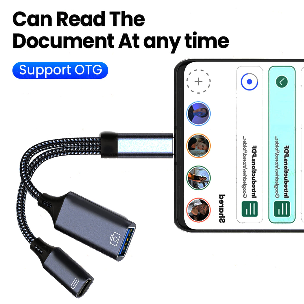 USB C OTG Cable Phone Adapter 1 PD Charging Port Iphone Huawei Xiaomi Zpaxo