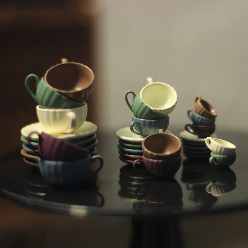 Miniature Coffee Set – Cup, Saucer & Spoon | 1:12 Dollhouse