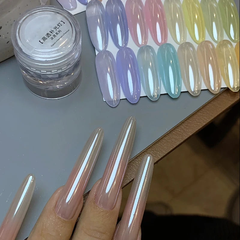 1/2/3pcs Mirror Bright Plating Aurora Glitter Powder Moonlight Pearl White Polishing Powder DIY Manicure Highlight Shimmer Dust Zpaxo