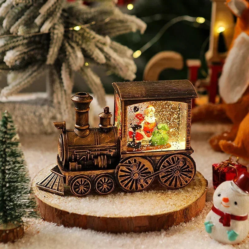 Christmas Train Music Box Water Globe with LED Lights Gift Christmas Music Box Zpaxo Gold Santa Claus