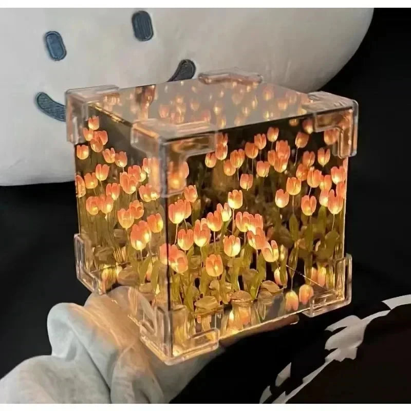3D Tulip Night Light Perfect Couples Flower Magic Cube Home
