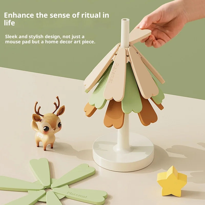Christmas Tree Silicone Trivet Mat – Heat-Resistant Foldable Coaster Silicone Trivet Mat Zpaxo