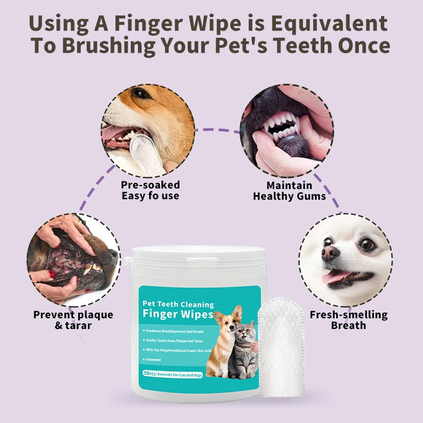 Pet Cleaning Products Disposable Finger Toothbrush Teeth Covers Wet