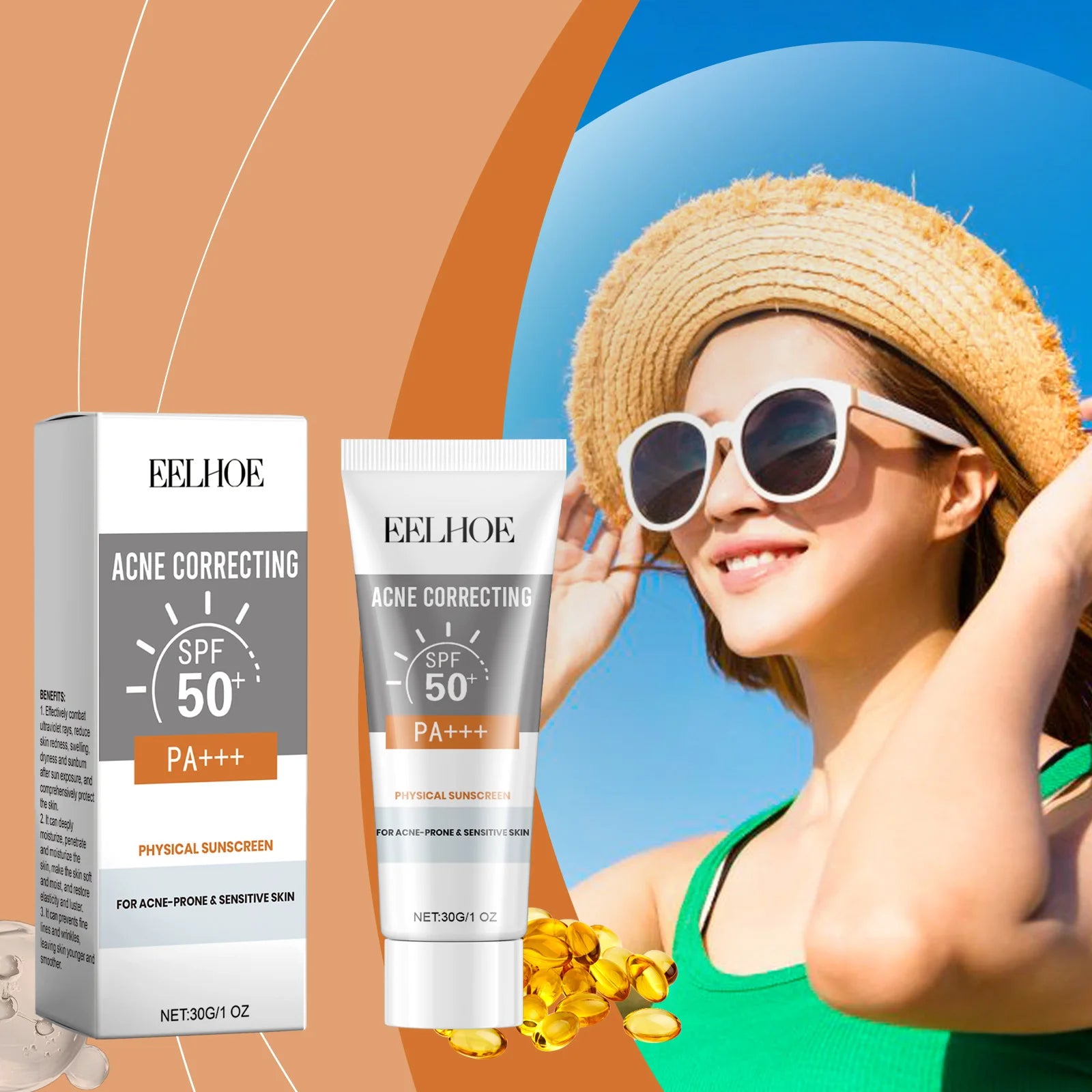 Deep Hydration Sunscreen Cream SPF 50+ UV Whitening Cream Korean Moisturizing Skin Care Tool for All Skin Type Cosmetics 30g Zpaxo