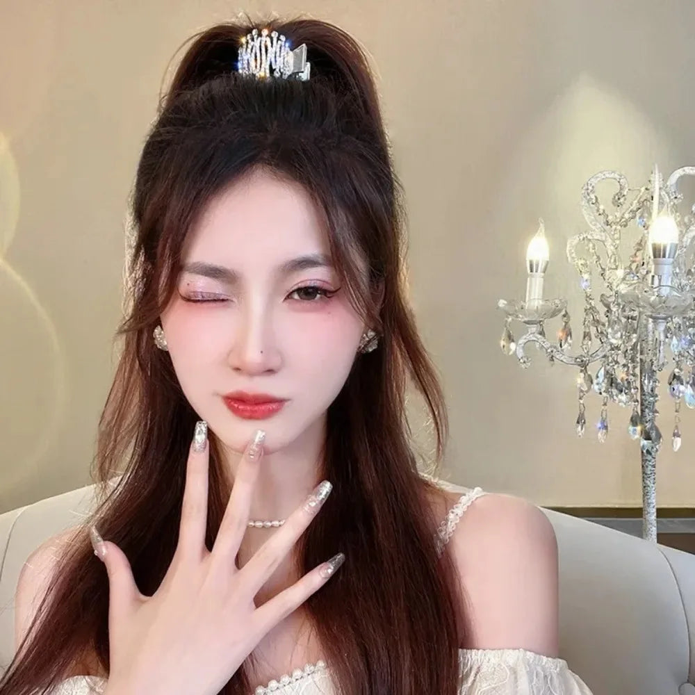 New Pearl Water Diamond High Ponytail Hair Claw Headwear Gifts Fixed Hair Shark Hair Clip Styling Tools Irregular Metal Hairpins Zpaxo