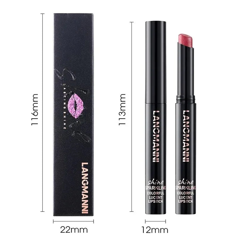10 Colors Glitter Lipstick Waterproof Long Lasting Moisturizing