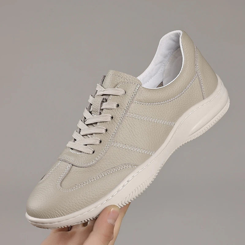 Mens All Black Leather Casual Sneakers Low Lace Up Comfortable Shoes Zpaxo 88801 Beige 39 China Mainland