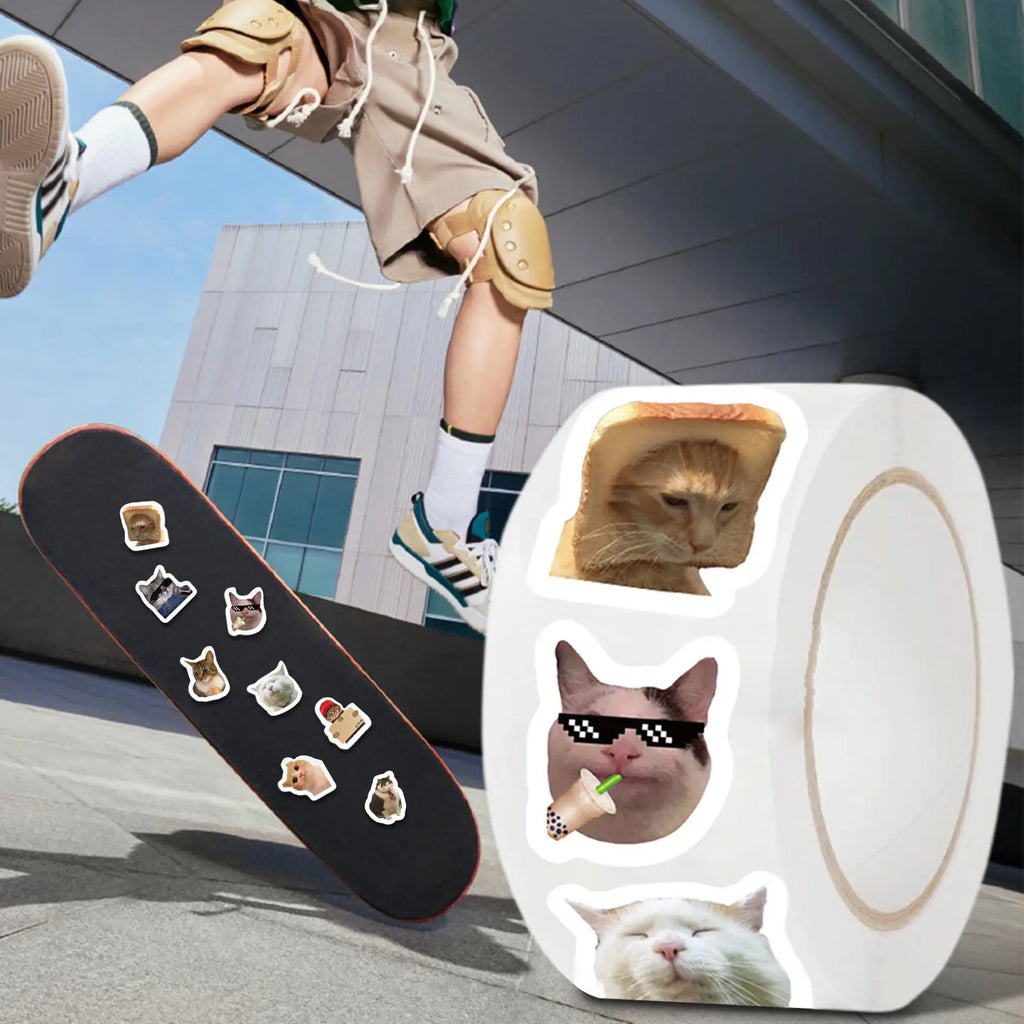 Cat Stickers 500 Pieces Cute Waterproof Sticker Rolls Decals Toys for Laptop Bottle Bracelet Table Home School Kids Youth Adults Zpaxo