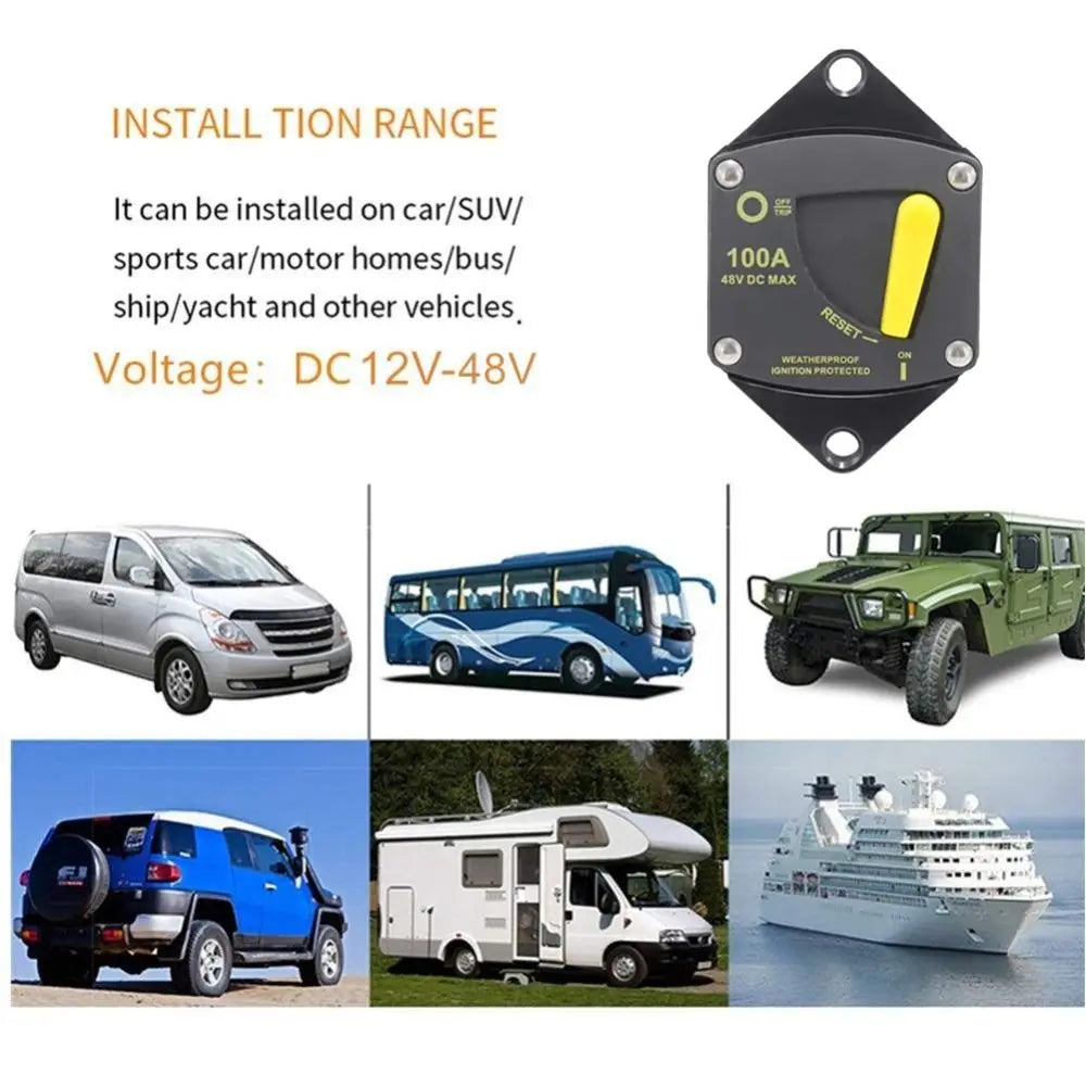 30A-300A Marine Circuit Breaker Waterproof Dual Battery Automotive Circuit Breaker Stable Performance 12V-48V DC Zpaxo