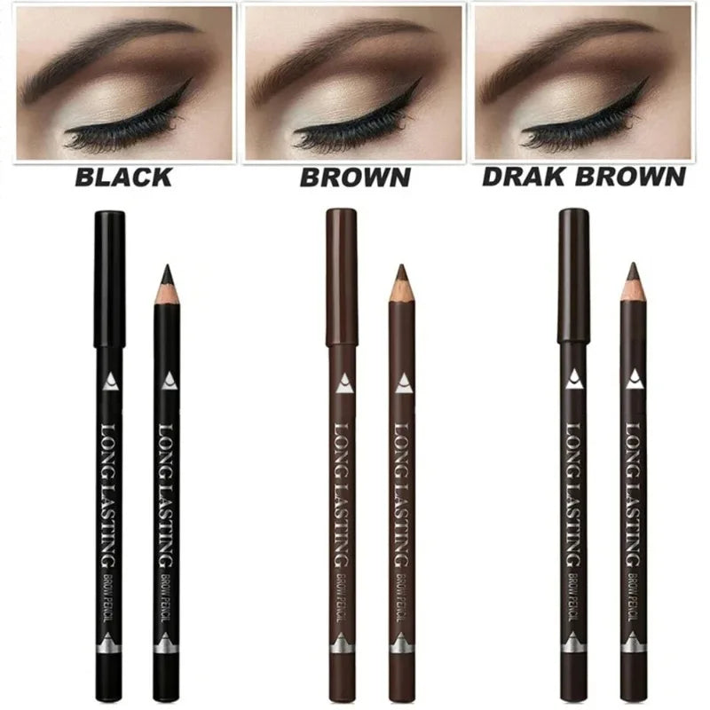 1- Waterproof Black Brown Eyebrow&eyeliner Pencil Long Lasting Sweat