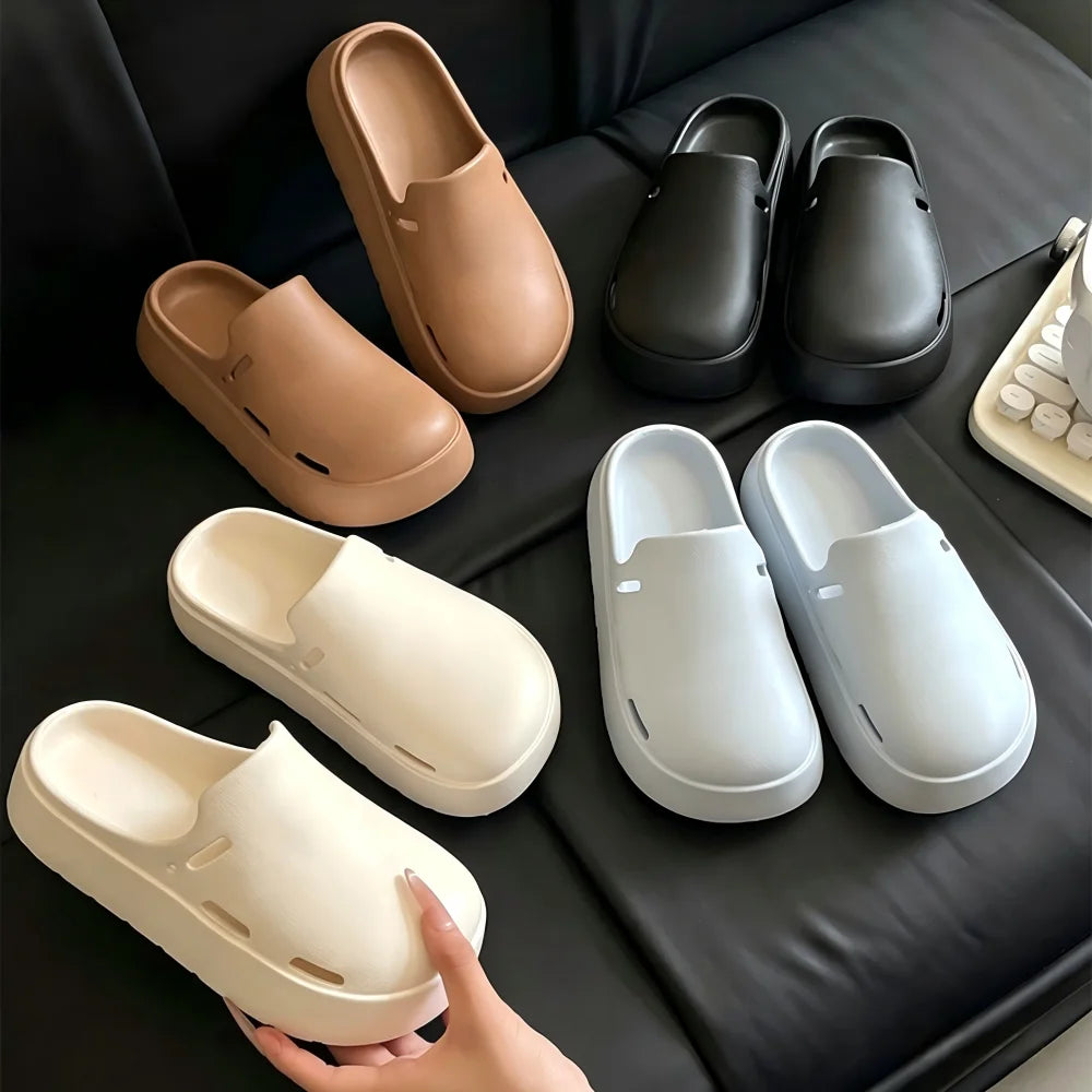 SHAJI Unisex Covered Toe Cloud Clogs Thick Sole Casual Slippers