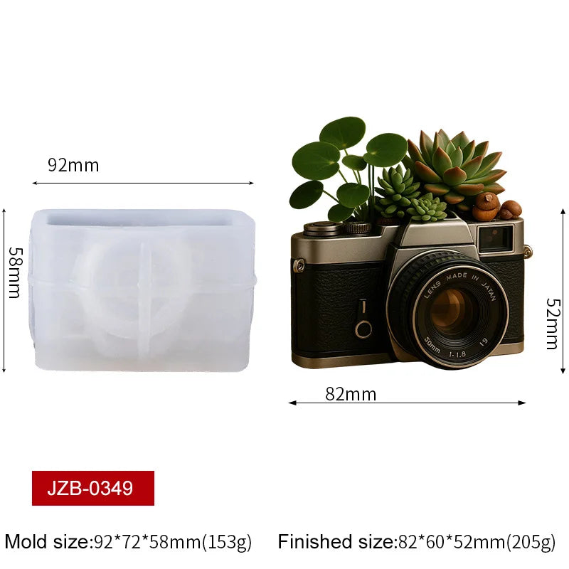 Vintage Phone Television Camera Piano Succulent Pot Silicone Mold Candle Handmade Soap Wax Plaster Ornament Epoxy Resin Mold Zpaxo Camera