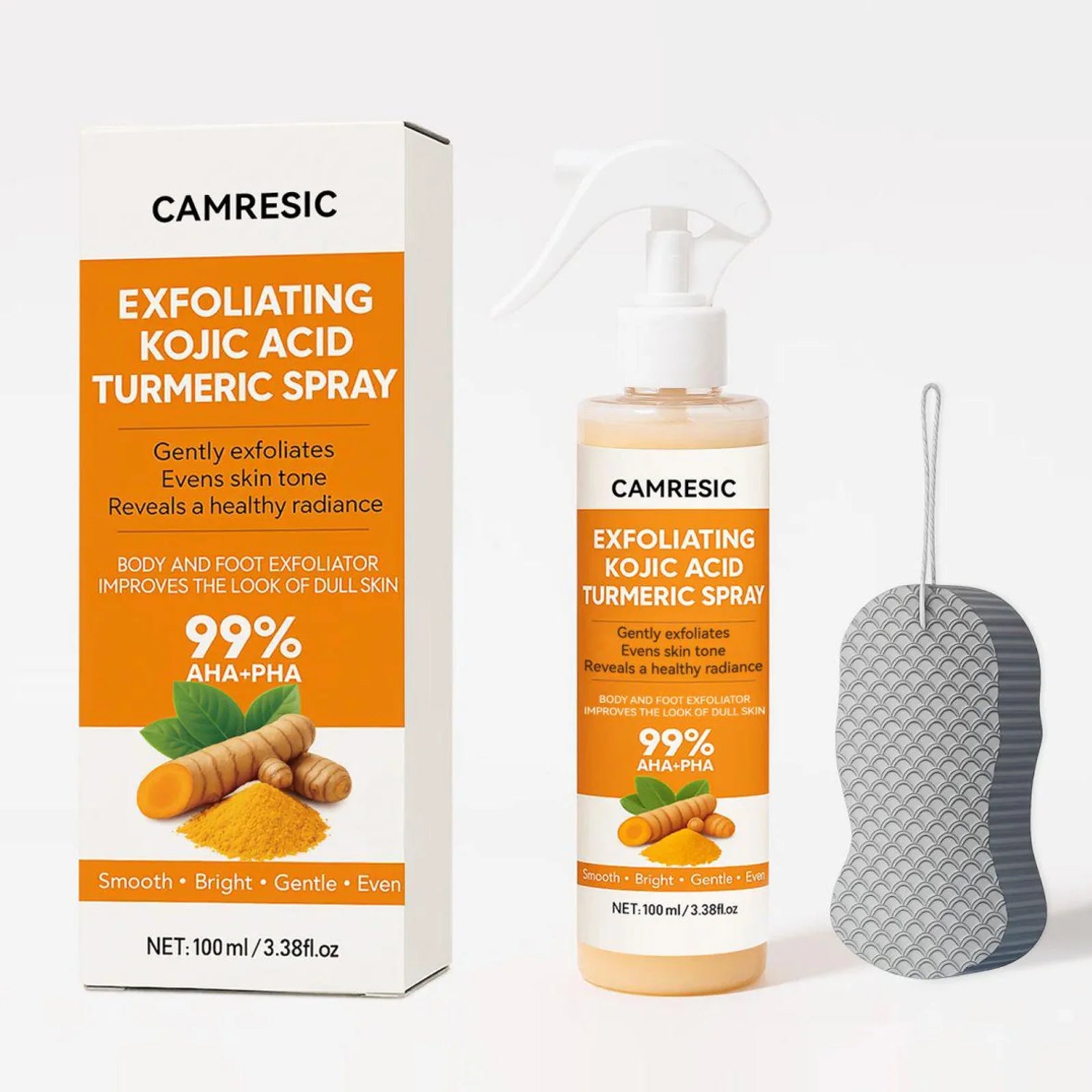 OceAura Kojic Acid Turmeric Exfoliating Spray | Body Peel 100ml Exfoliating Body Spray Zpaxo 1 Sets-B