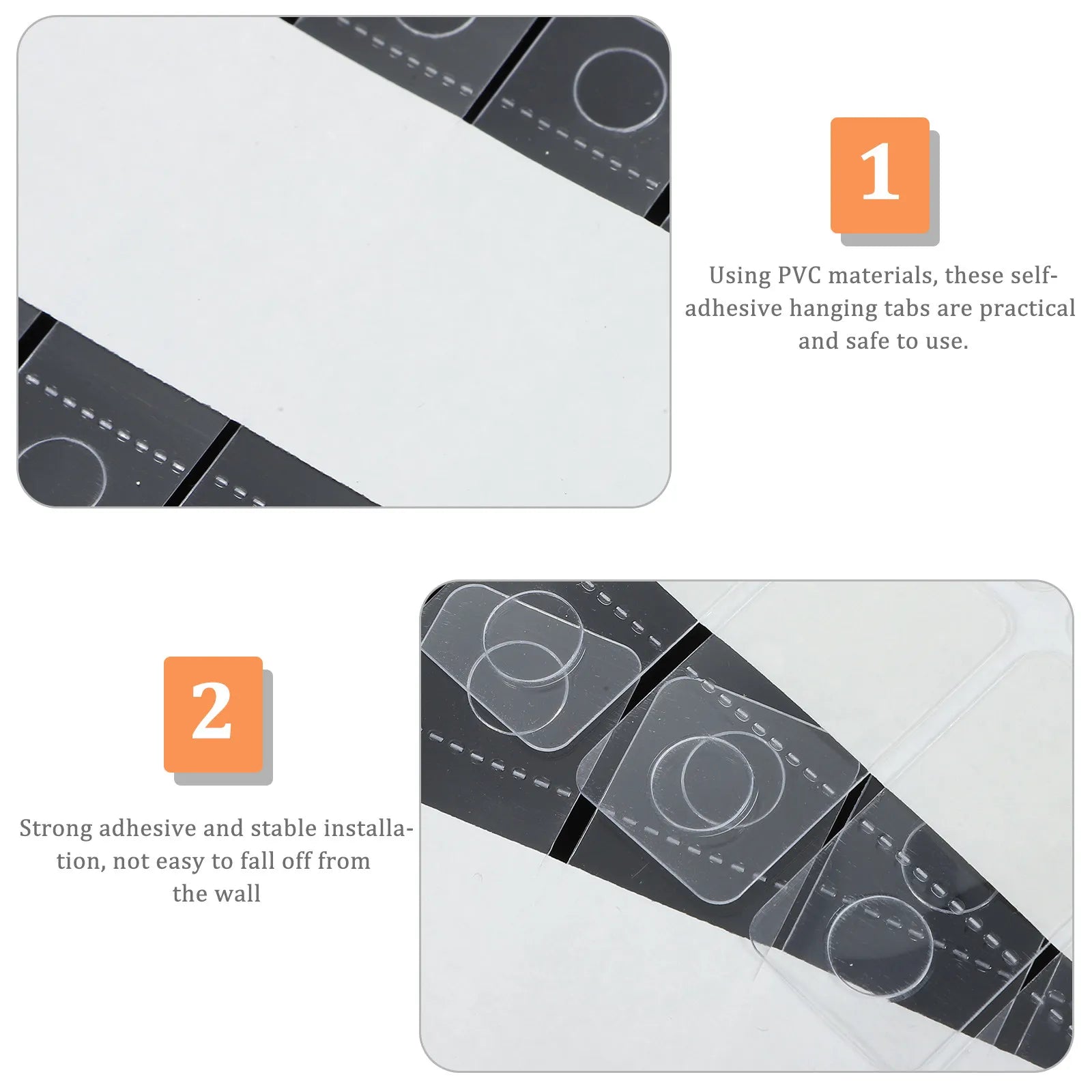 Round Hole Hanging Tabs Clear Self Adhesive Sticky Strong Retail