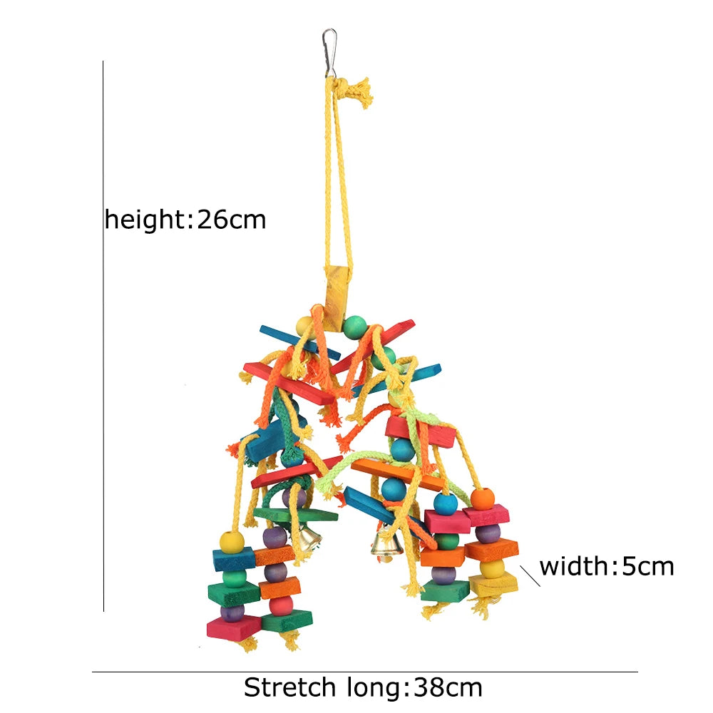 Wood Parrot Bird Toys Love Bird Cage Funny Training Bird Toys Cotton Rope Parrot Toy Bite Resistant Bird Tearing Toy Pet Product Zpaxo