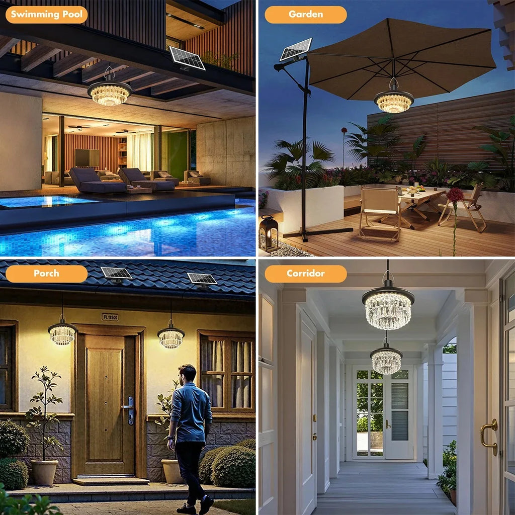 Crystal Pendant Lights Outdoor Solar Shed Splitlight Remote Timing Zpaxo
