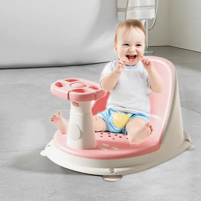 Baby Bath Seat Baby Bath Chair With Steering Wheel Bathing Support Portable Comfortable Washing Device For Girls Home Travel Zpaxo