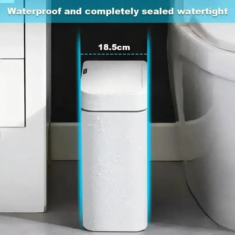 White Touchless Smart Sensor Trash Can Electronic Bathroom Garbage
