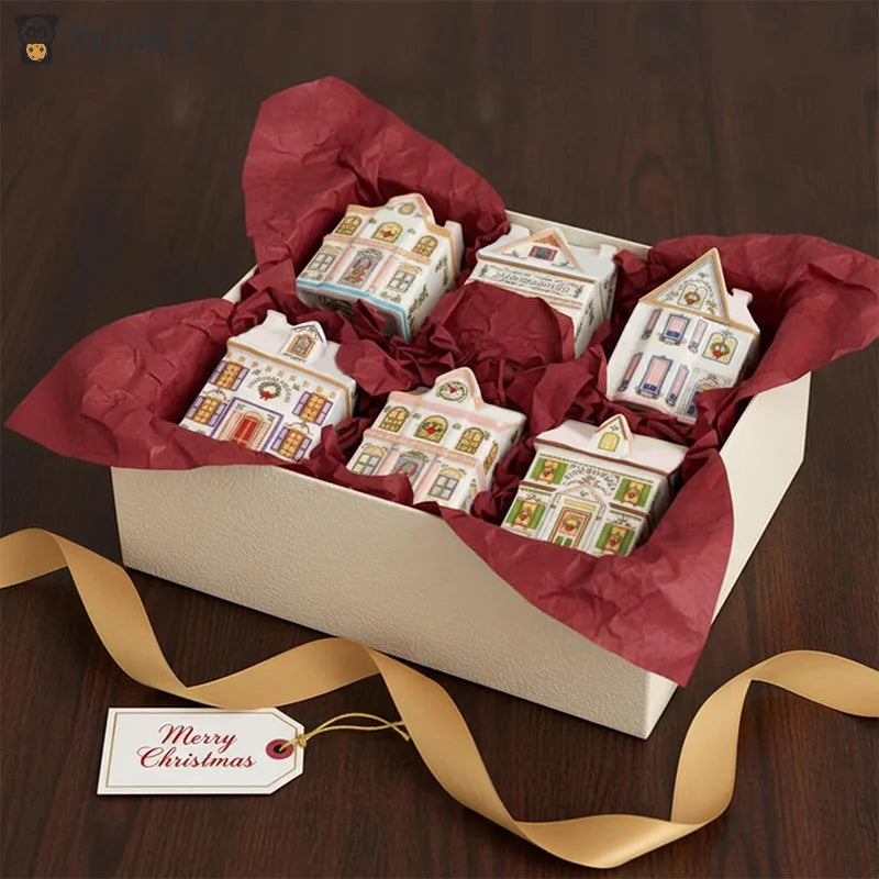 ▶1PCS Holiday Village Spice House Set, Mini Christmas Gingerbread Houses Jars, Kitchen Countertop Festive Decor, New Year Gifts Zpaxo
