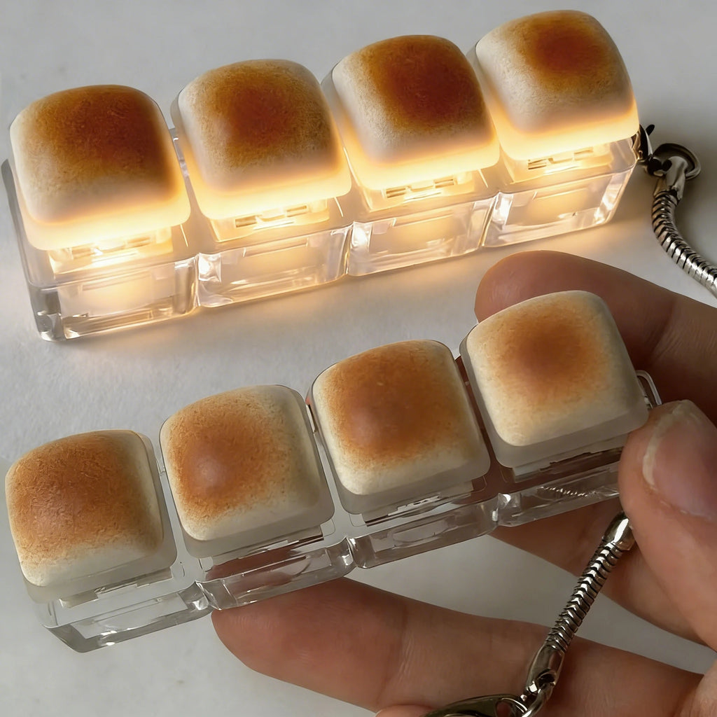 Bread Keycap Stress Relief Clicker Keychain Mechanical Keyboard
