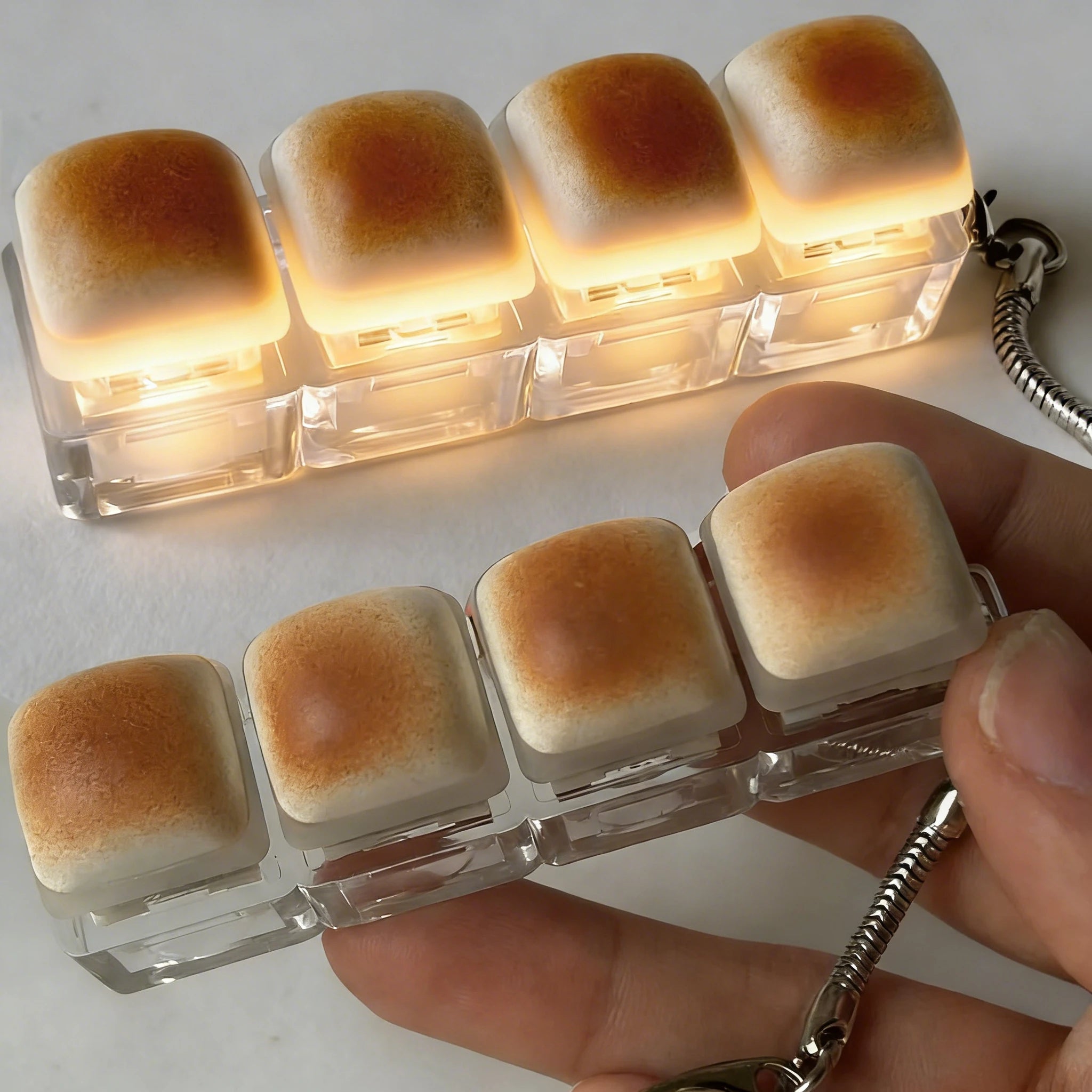 Bread Keycap Stress Relief Clicker Keychain Mechanical Keyboard